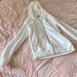 J. Crew white fuzzy jacket